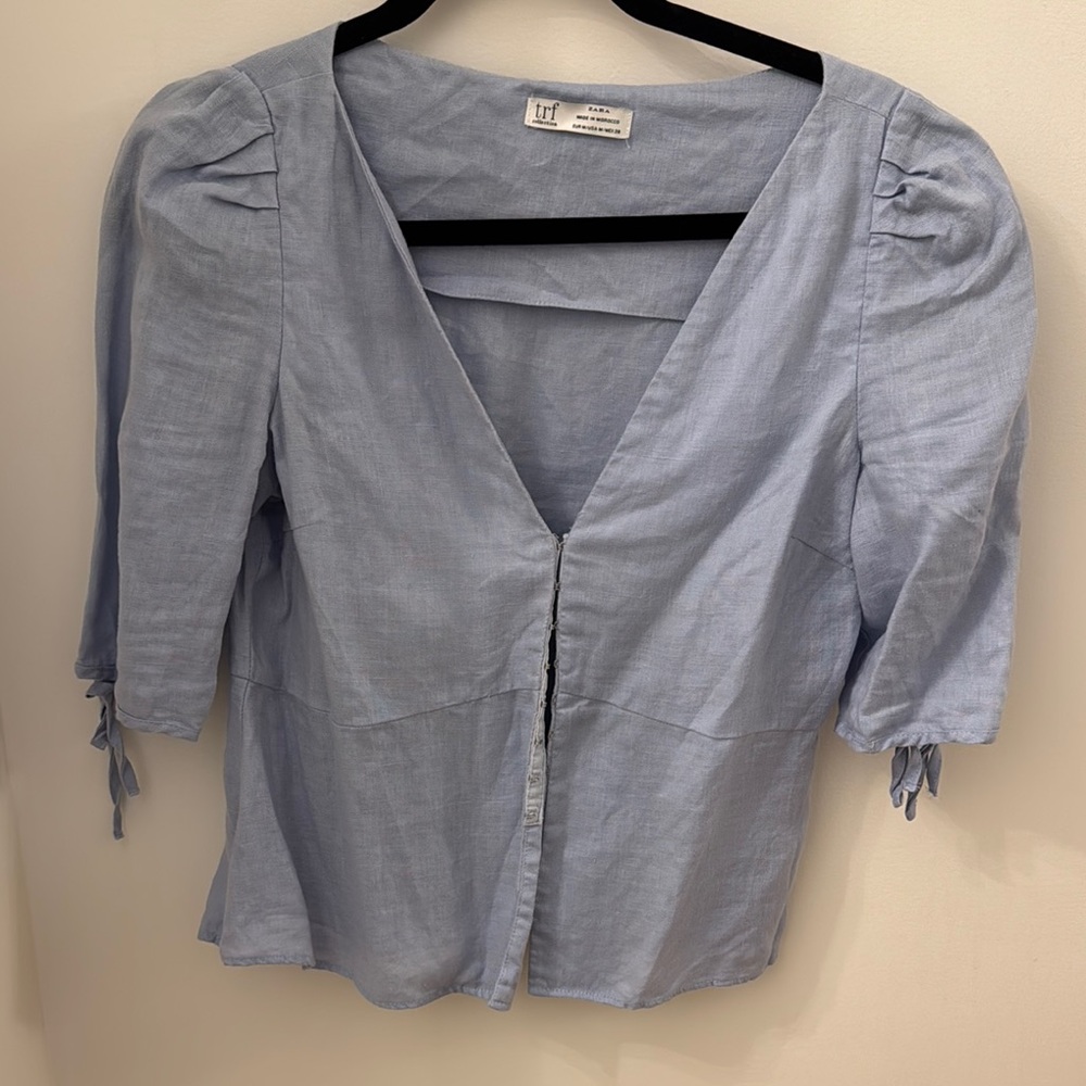 Zara Linen Cropped Top